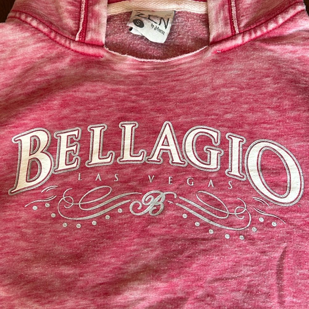 Bellagio, Las Vegas silk screened size small ladies, long sleeve sweatshirt hood